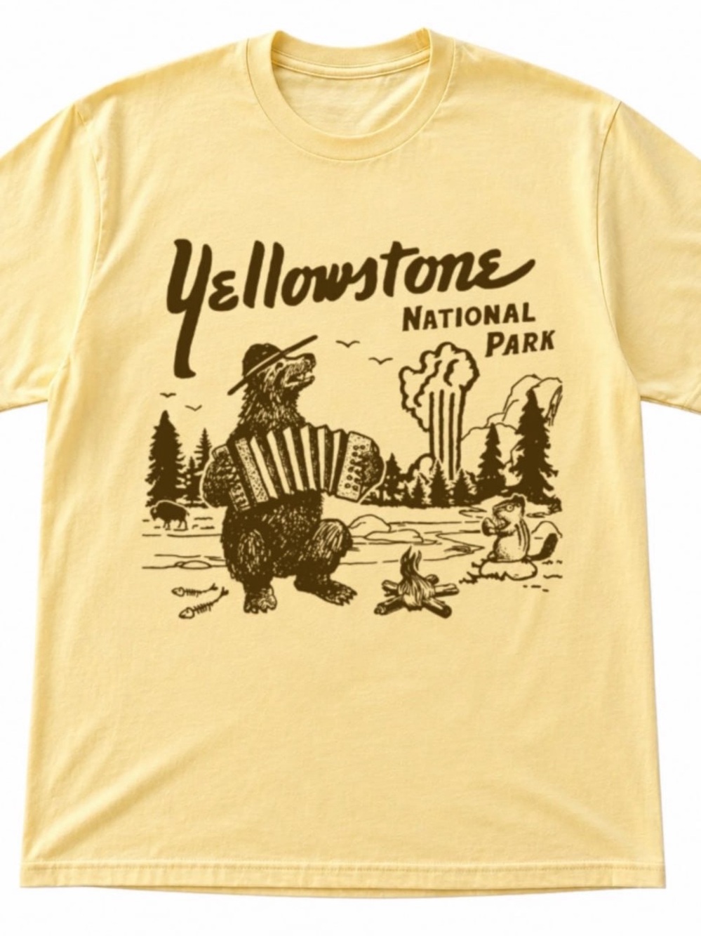 Pale Yellow Yellowstone National Park Graphic Tee